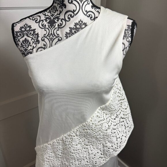 Maria Cornejo White Spiral Dress Block Lace One Shoulder Asymmetrical Size 2 - Picture 3 of 10